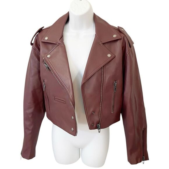 NWT Blank NYC Faux Leather Crop Moto Jacket size Medium - Picture 2 of 12